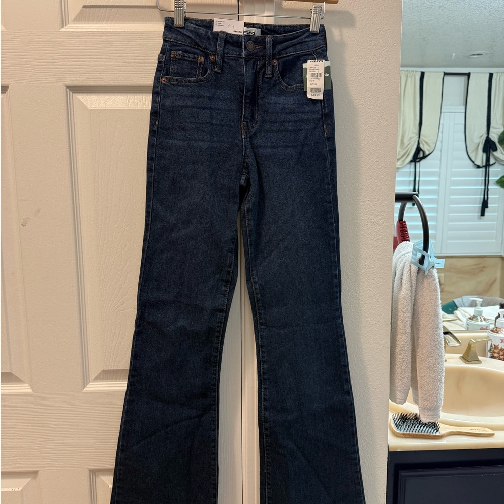 RSQ Women’s Dark Indigo High-Rise Flare Jeans - Picture 2 of 5